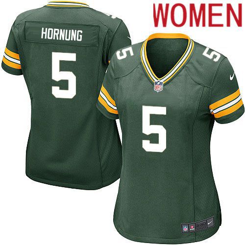 Women Green Bay Packers #5 Paul Hornung Green Nike Game NFL Jersey